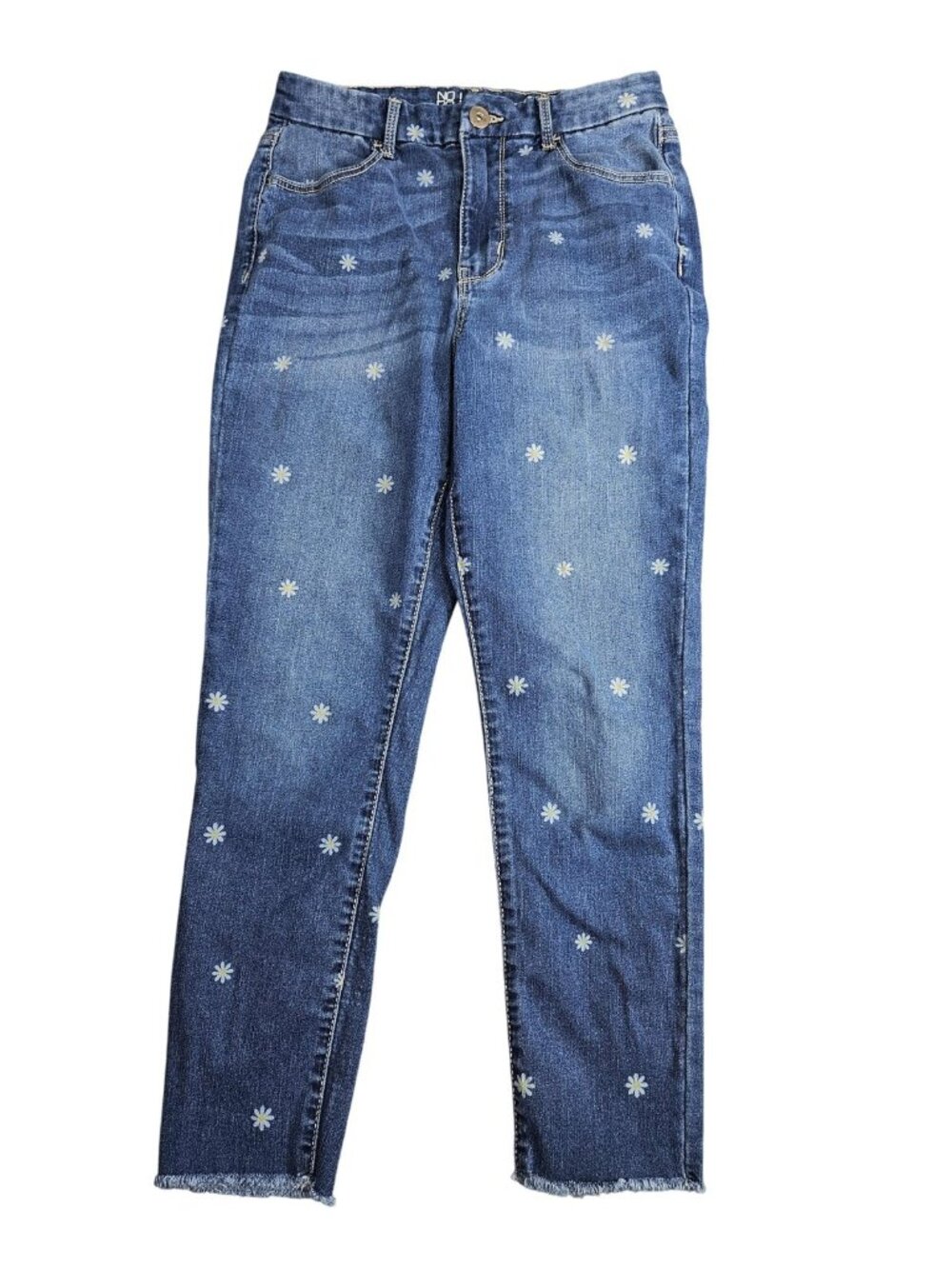 No Boundaries Ankle Jeans Juniors‎ 11 Blue Med Wash High Rise Floral Stretch